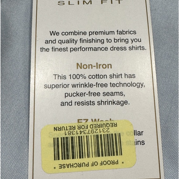 ROUNDTREE & YORKE Pinpoint Cotton Blue Button Down Shirt 100% Cotton - Picture 5 of 6